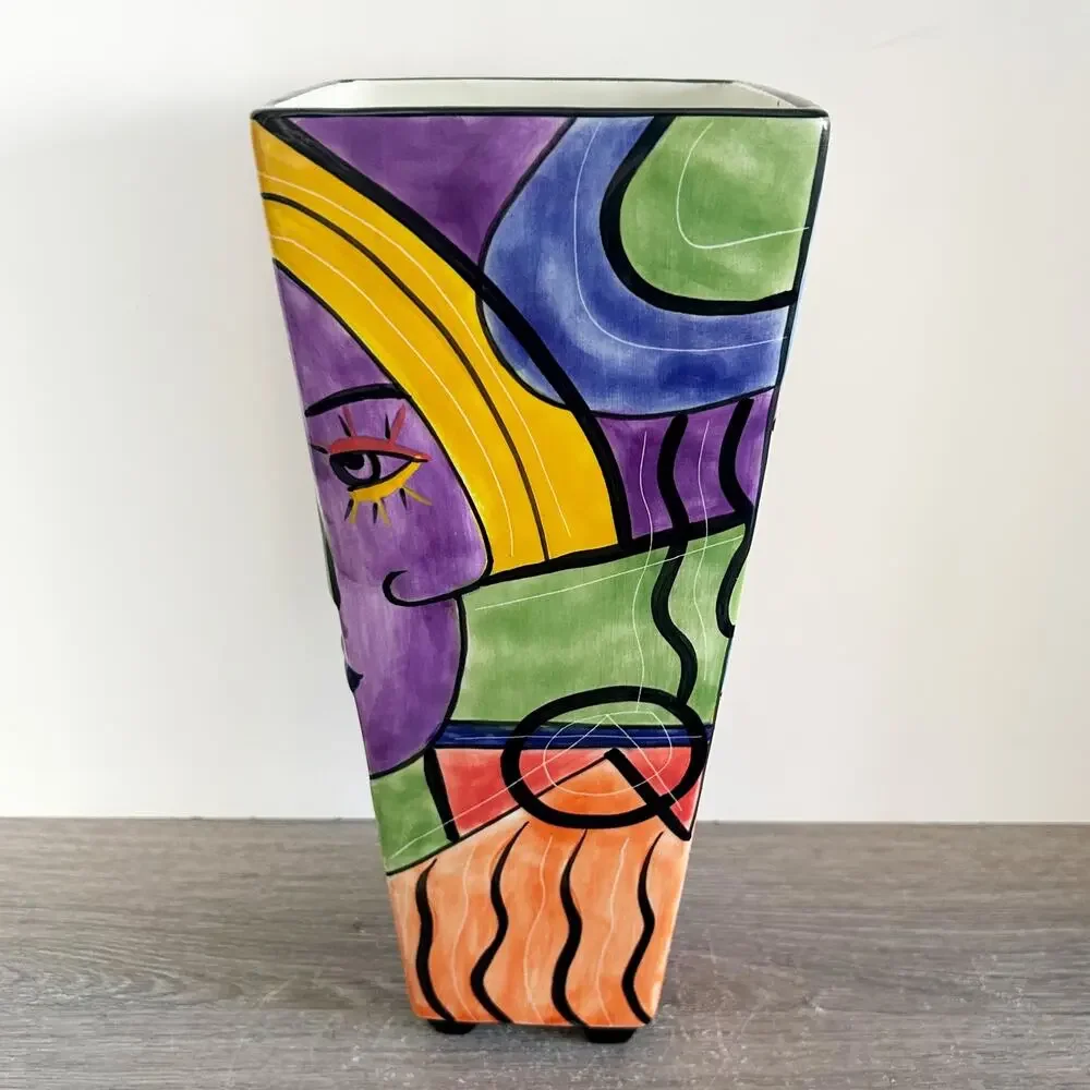 Muzeum Picasso Style Cubism Abstract Face Memphis Art Pottery Ceramic 13